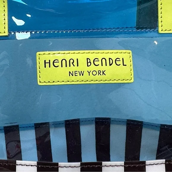 HENRI BENDEL Clear PVC Striped Tote Bag Blue & Green - Picture 3 of 14